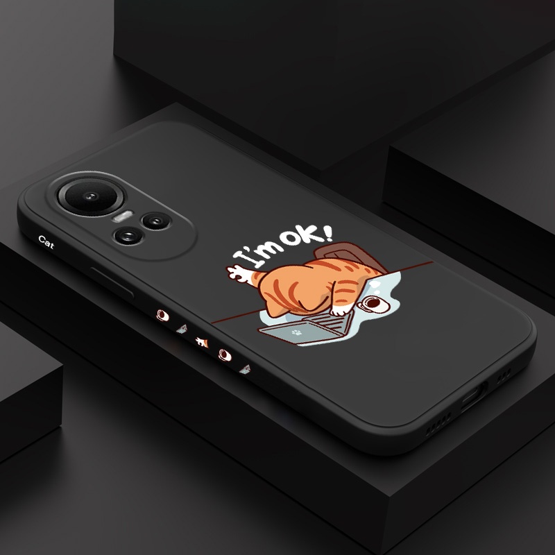 เคสโทรศัพท์สําหรับOPPO Reno 10Pro 10 8Z 8 Pro 8T T Z 7Z 6 5 Pro Plus 5G 4GทํางานแมวCreative Design C