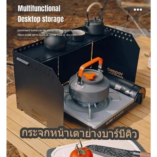 แผ่นบังลมเตาแก๊ส แผ่นอลูมิเนียมกันน้ำมันกระเด็น กันความร้อน กั้นเตาแก๊ส แบบพกพา แบบพับได้ ขนาดใหญ่ สําหรับตั้งแคมป์กลางแจ้ง อเนกประสงค์ กระจกบังลม
