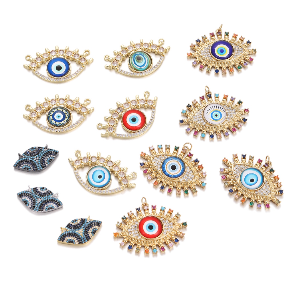 จี้ Evil Eye แบบตุรกี ลูกปัดเพชรสังเคราะห์หลายสี ออกแบบเป็นรูปตา สำหรับต่างหู สร้อยคอ และสร้อยข้อมือ ของขวัญจากดีไซเนอร์