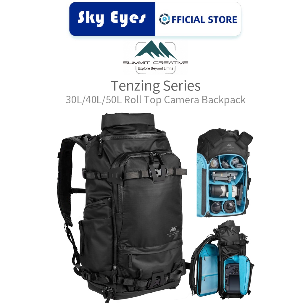 Summit Creative Tenzing 30L/40L/50L กลางแจ้ง Roll Top กล้องกระเป๋าเป้สะพายหลังกันน้ําสําหรับกล้อง/โด
