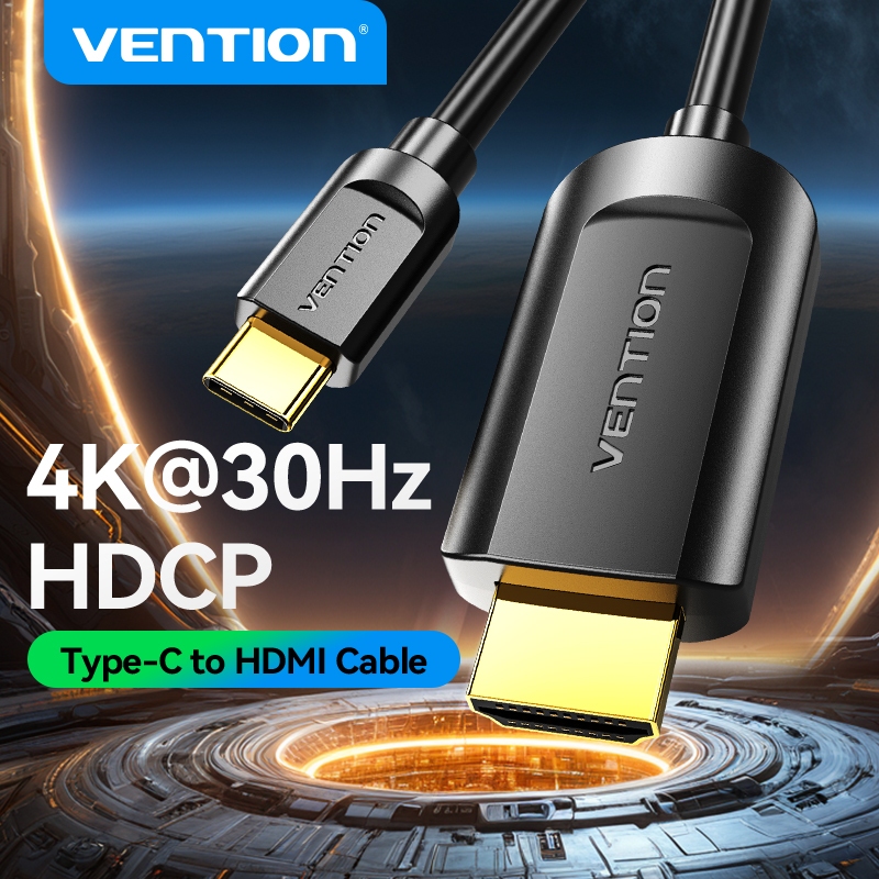 Vention USB C to HDMI สายเคเบิล Type C to HDMI 4K HDMI การเชื่อมต่อโทรศัพท์มือถือ กับหน้าจอ สำหรับโทรศัพท์มือถือ แล็ปท็อป