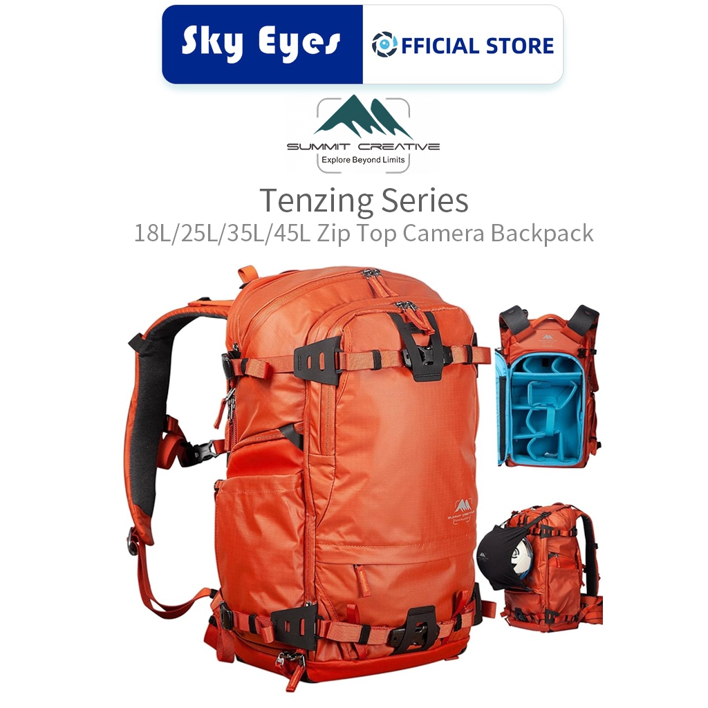 Summit Creative Tenzing 18L/25L/35L/45L Zip Top Bags กระเป๋าเป้กล้องกันน้ําสําหรับโดรนและเลนส์กล้อง