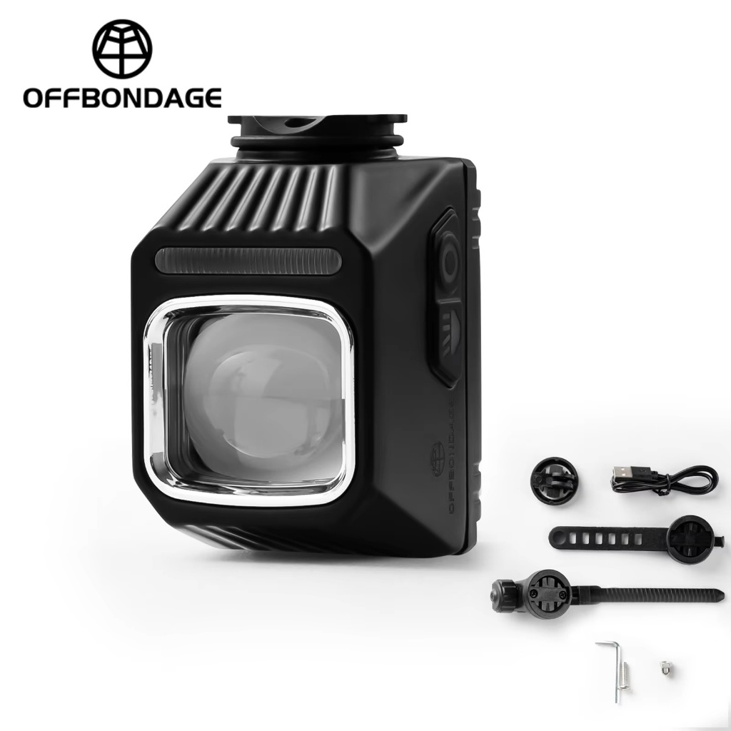 OFFBONDAGE IPX4 ไฟจักรยานกันน้ำ USB Type C เพื่อความปลอดภัยตอนขี่กลางคืน