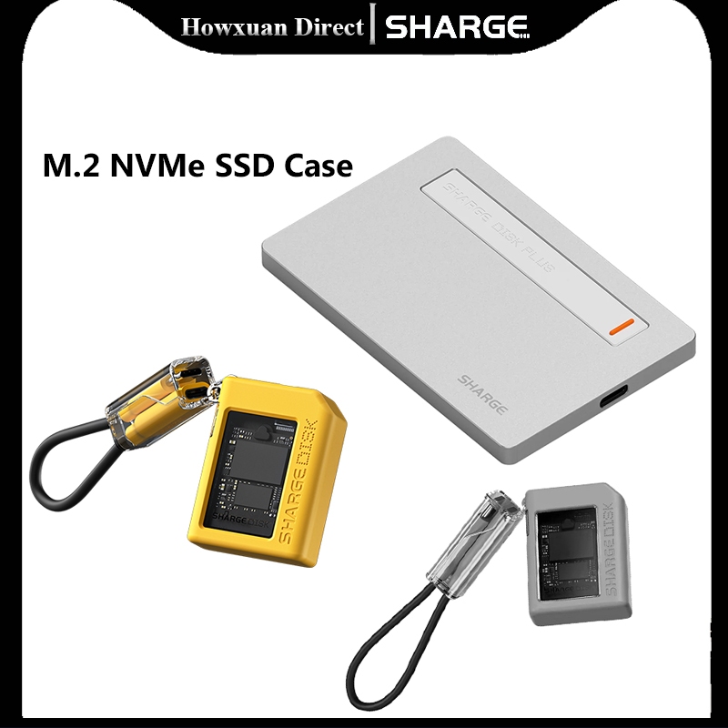 SHARGE Disk M.2 NVMe SSD Case ระบบทําความเย็นที่ใช้งาน 10Gbps USB C 3.2 Gen2 Enclosure NVMe Reader