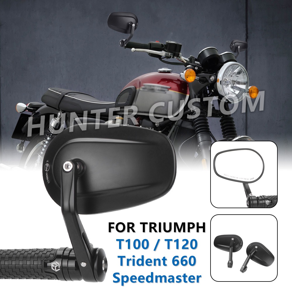Suitable For Triumph T120 T100 Trident 660 Handlebar Side Mirror Rearview Mirror Terminal Mirror Shell Type High Quality Rearview Oval