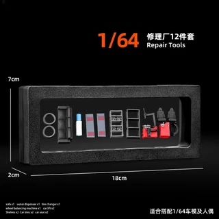 Diorama 1:64 จําลองรถซ่อมเครื่องมือชุดชุดโรงรถฉากจอแสดงผลเรซิ่น Props รุ่น 12 ชิ้น