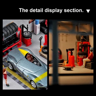Diorama 1:64 จําลองรถซ่อมเครื่องมือชุดชุดโรงรถฉากจอแสดงผลเรซิ่น Props รุ่น 12 ชิ้น