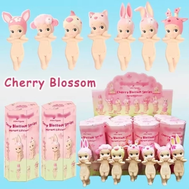 Sonny Angel Cherry Blossom Sweets Series Mini รูป Smiski hippers Series ตกแต่งน่ารักโทรศัพท์มือถืออุปกรณ์ตกแต่งของขวัญ