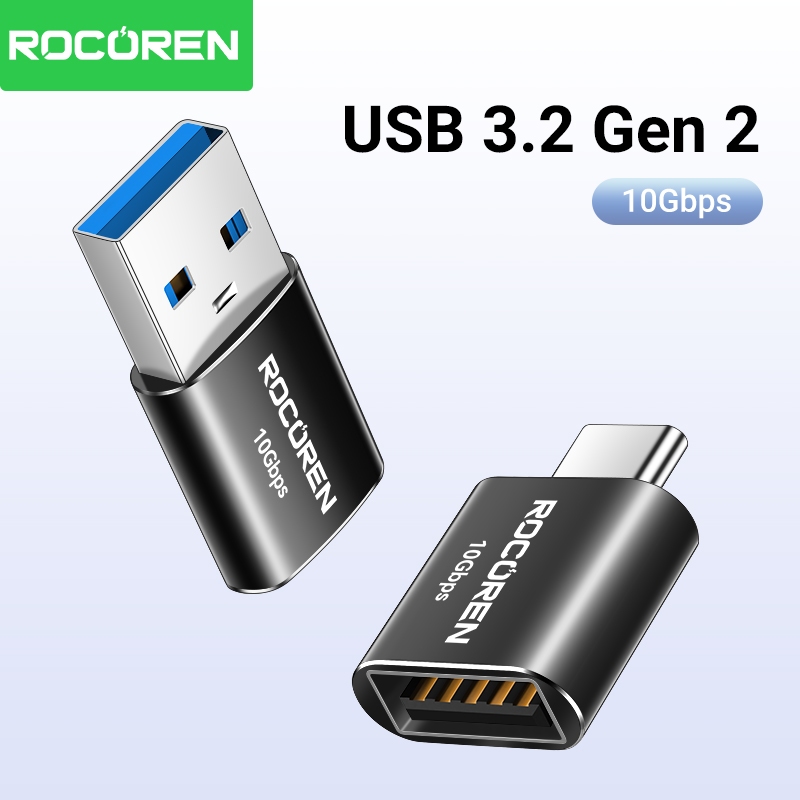 Rocoren USB 3.2 Gen 2 OTG อะแดปเตอร์ Type-C ถึง USB-A USBC Type C ตัวแปลงหญิงสําหรับ Macbook Samsung 10Gbps ข้อมูล OTG ปรับ