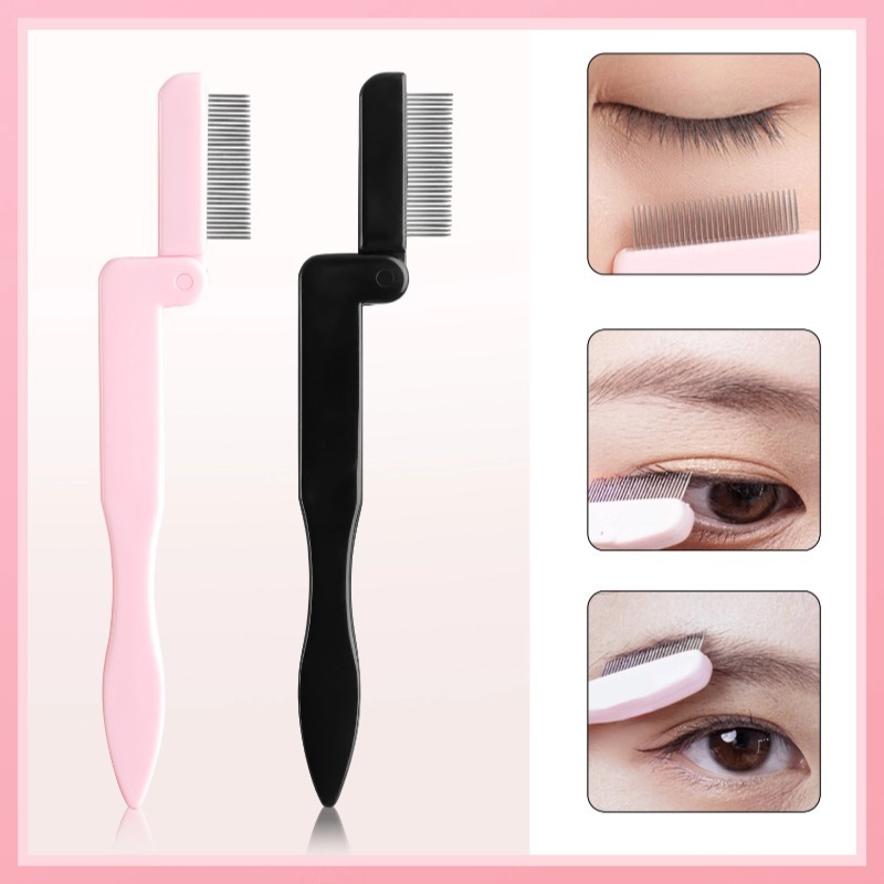 พับ Lash หวี 2 in 1 Eyelash Separator Brow แปรงฟันโลหะ Professional Travel Friendly แบบพกพามาสคาร่าเครื่องมือสําหรับ Tangle ฟรี Lashes