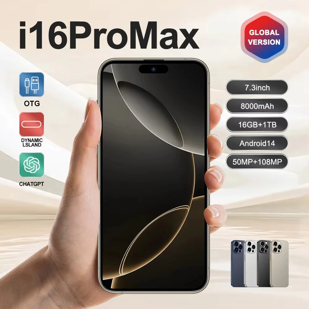 2025 ใหม่คุณภาพสูงสําหรับ i16 Pro Max 6.8 นิ้ว 16GB+1TB สมาร์ทโฟน