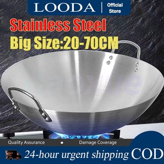20cm-70cm Non-stick Pan StainlessSteel Large Wok Frying Pan Thick WokDouble Ear lron Pot Frying mini kaldero set with kawali Pan FryingPan