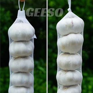 GEESO 100 ชิ้น 40cm ถุงตาข่ายบรรจุไข่ ถุงตาข่ายระบายอากาศ แพ็ค พร้อมตัวล็อค Vegetable Net Bag Fruits Food Seafood Mesh Eggs Packing Bag 鸡蛋网袋