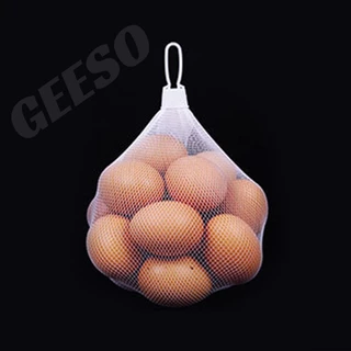 GEESO 100 ชิ้น 40cm ถุงตาข่ายบรรจุไข่ ถุงตาข่ายระบายอากาศ แพ็ค พร้อมตัวล็อค Vegetable Net Bag Fruits Food Seafood Mesh Eggs Packing Bag 鸡蛋网袋