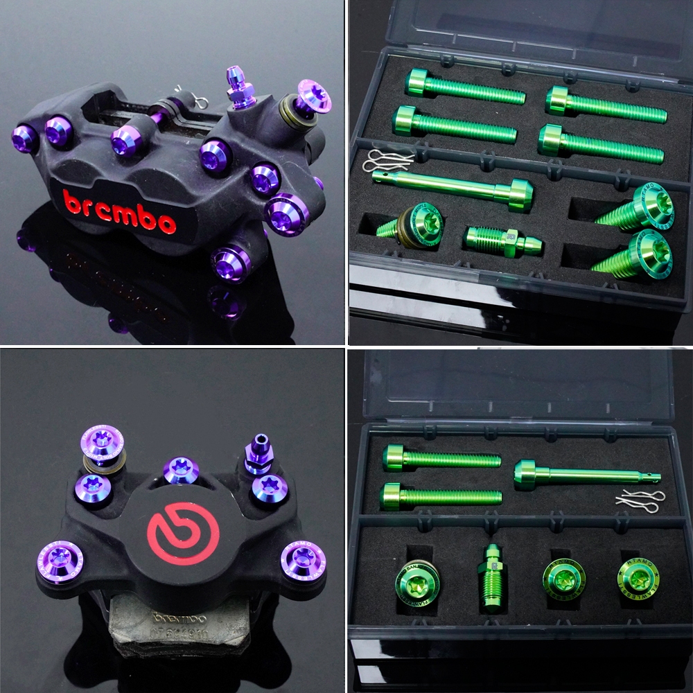 FLAWLESSTI Gr5 Brembo 2 4 หม้อเบรค Caliper สลักเกลียวไทเทเนียม Nut Bleed จุกนม Banjo Bolt M8 M10 ม