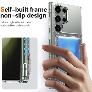 PC + TPU สําหรับ Samsung Galaxy S26 Ultra S25 Ultra S24 S23 Ultra/Plus Full Coverage เคสโทรศัพท์พร้อมผู้ถือบัตร Shock-proof เกราะป้องกัน