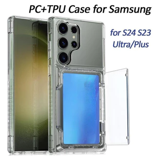 PC + TPU สําหรับ Samsung Galaxy S26 Ultra S25 Ultra S24 S23 Ultra/Plus Full Coverage เคสโทรศัพท์พร้อมผู้ถือบัตร Shock-proof เกราะป้องกัน