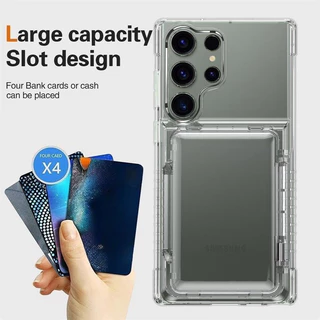 PC + TPU สําหรับ Samsung Galaxy S26 Ultra S25 Ultra S24 S23 Ultra/Plus Full Coverage เคสโทรศัพท์พร้อมผู้ถือบัตร Shock-proof เกราะป้องกัน