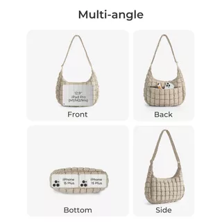 BAGSMART Quilted Puffy Crossbody Bag Lightweight Waterproof Large Hobo Sling Shoulder Handbag for Travel Commute Work
