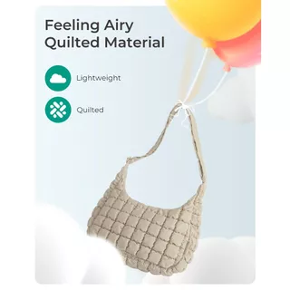 BAGSMART Quilted Puffy Crossbody Bag Lightweight Waterproof Large Hobo Sling Shoulder Handbag for Travel Commute Work