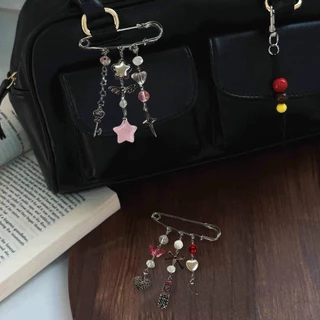 ลูกปัด Star จี้ Pin เข็มกลัด Charms กระเป๋า Pins แขวนอุปกรณ์เสริมพวงกุญแจน่ารักหวานเครื่องประดับ Y2k Simple