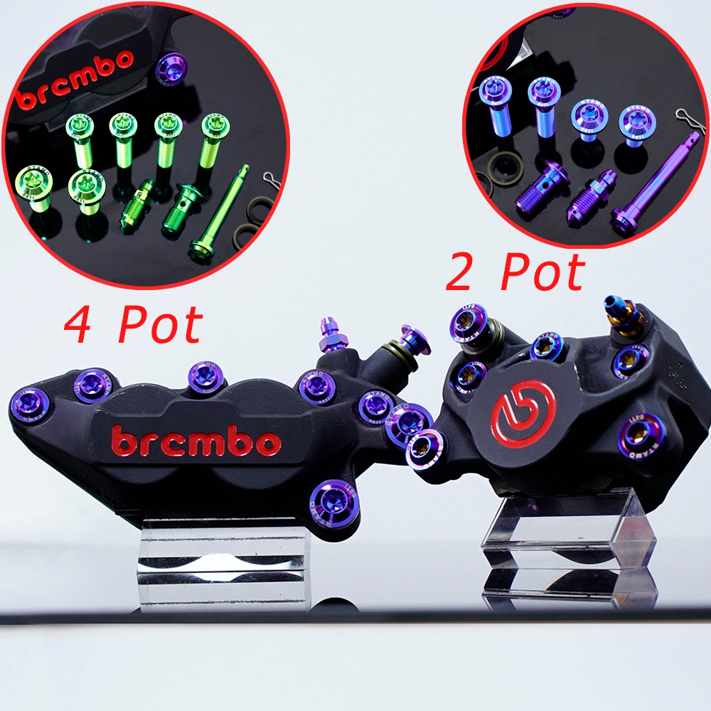 FLAWLESSTI Brembo 2 ลูกสูบ 4 ลูกสูบ Gr5 Titanium Bolt เบรค Caliper Bolts Honda Forza 350 Giorno 125 