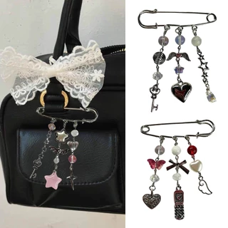 ลูกปัด Star จี้ Pin เข็มกลัด Charms กระเป๋า Pins แขวนอุปกรณ์เสริมพวงกุญแจน่ารักหวานเครื่องประดับ Y2k Simple