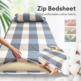 ซิปที่นอน Protector ลายสก็อต ผ้าปูที่นอน 3.9นิ้ว cotton 100%…