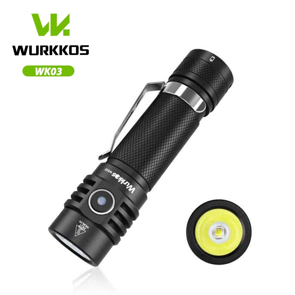 Wurkkos ไฟ EDC WK03 1800lm SST40 USB C ชาร์จซ้ําได้ 18650 UI พร้อมตัวบ่งชี้พลังงาน ATR