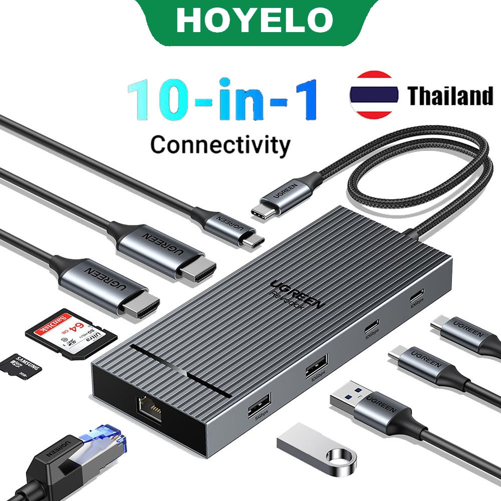 UGREEN Revodk Pro 10 in 1 USB C Docking Station Dual 4K@60hz Monitor, USB C Dock