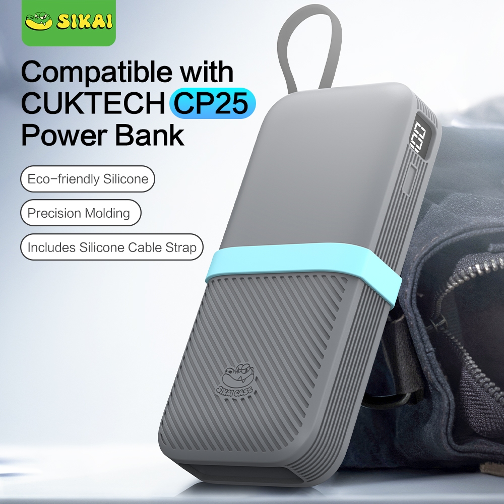 เคสซิลิโคนสําหรับแบตสํารอง CUKTECH CP25 พร้อมสายรัดจัดระเบียบสายเคเบิล
