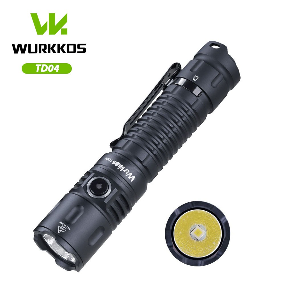 Wurkkos TD04 21700 สวิตช์ไฟท้ายยุทธวิธี 3000LM ปุ่มคู่ พร้อมไฟฉาย C-Type EDC