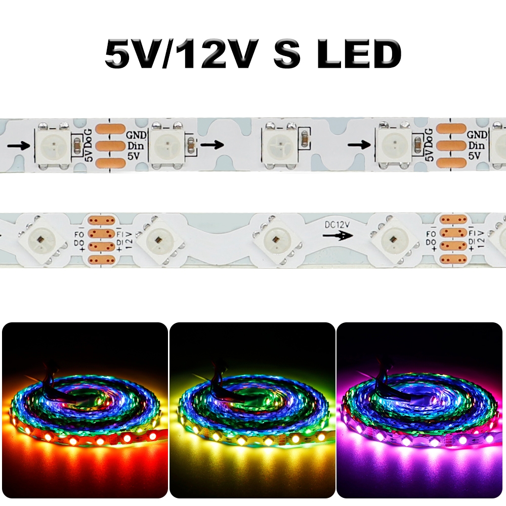บาง RGB IC WS2812B WS2815 ไฟ LED Strip S รูปร่างส่วนบุคคล Bendable แสงยืดหยุ่น DC5V/DC12V 8 มม.