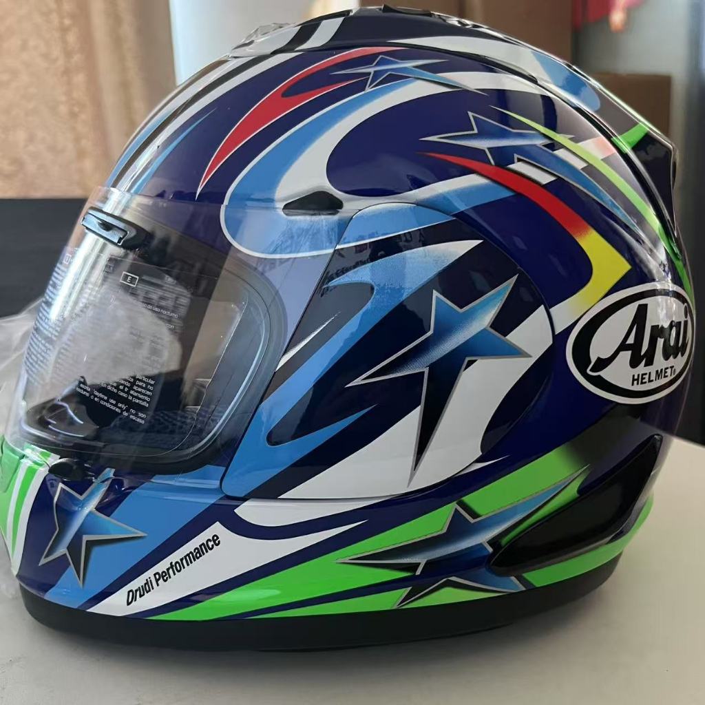 ARAI RX7 RR5 หมวกกันน็อคตาโตสีเขียวรถจักรยานยนต์หมวกกันน็อคแบบเต็มหน้าขี่หมวกกันน็อคป้องกันการตก