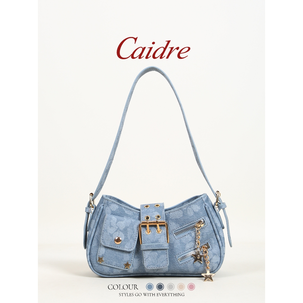 Caidre Underarm Bag Female High-End Denim Shoulder Bag Commuter Crossbody Bag