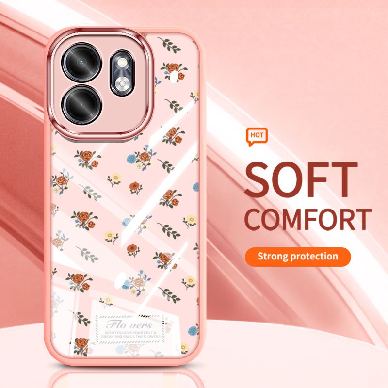 VRQR สําหรับ Oppo Reno 14 5G Reno14 F Reno14 Pro 5G 14F ช่อดอกไม้ขนาดเล็ก Rose โปร่งใสกันกระแทกเคสโท