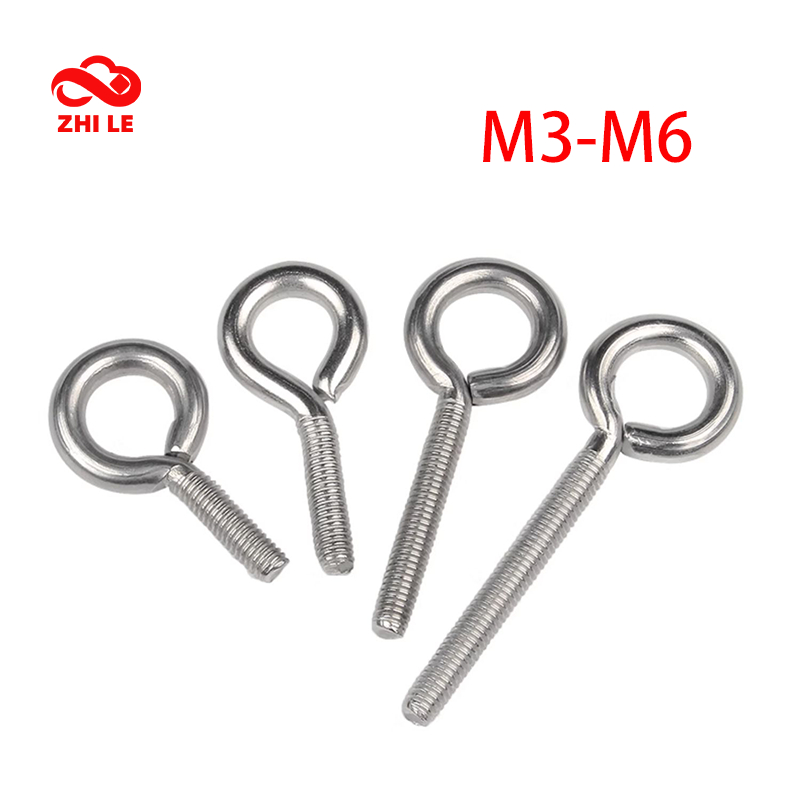 M3 M4 M5 M6 แกะตาสกรู Eyebolt 304 ตะขอสแตนเลสแหวน Bolt ยกสกรูตาสลักเกลียว