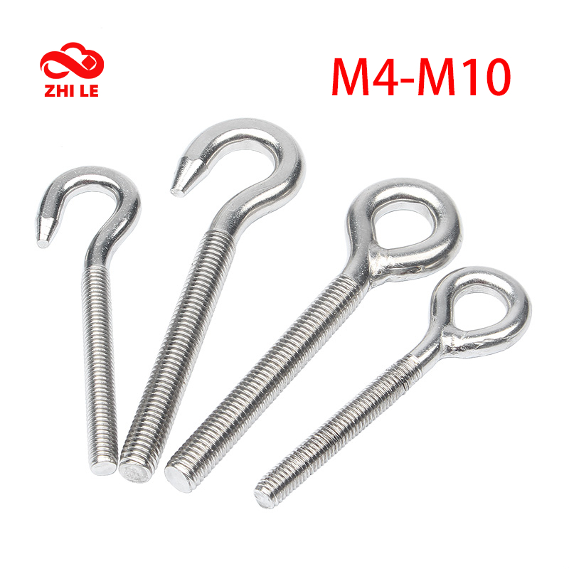 M4-M10 แกะตาสกรู Eyebolt 304 ตะขอสแตนเลสแหวน Bolt ยกสกรูตา M5 M6 M8
