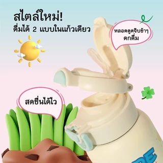 CIVAGO （17oz）แก้วน้ําสแตนเลสฟางน่ารักสูญญากาศฉนวนถ้วยขวดน้ํารั่วซึมขนาดใหญ่สําหรับเด็ก
