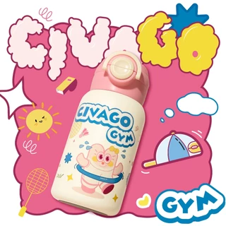 CIVAGO （17oz）แก้วน้ําสแตนเลสฟางน่ารักสูญญากาศฉนวนถ้วยขวดน้ํารั่วซึมขนาดใหญ่สําหรับเด็ก