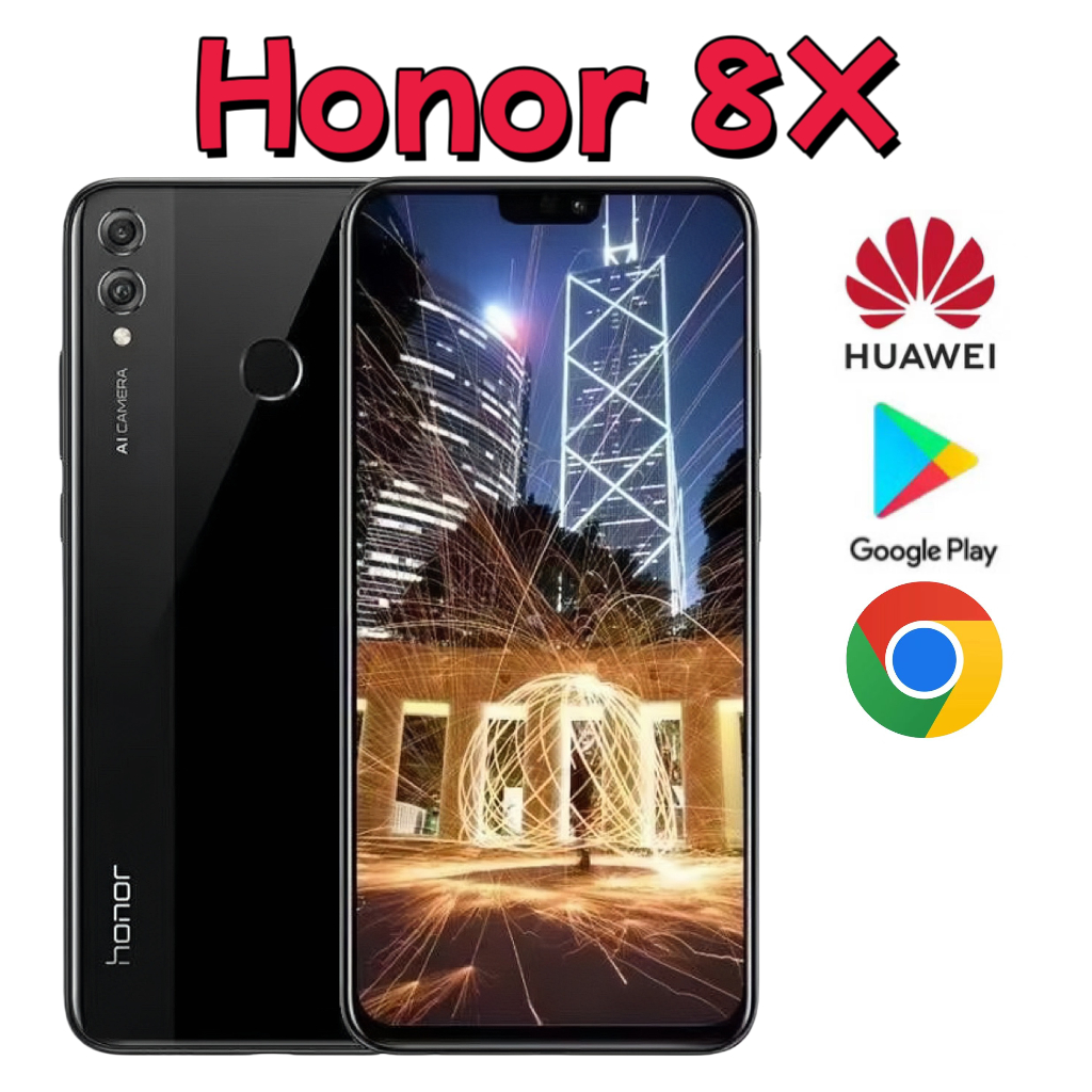 Original Huawei Honor 8X 64/128G หน้าลายนิ้วมือ NFC 20.0PM โทรศัพท์มือสอง 6.5 นิ้ว 90% ใหม่
