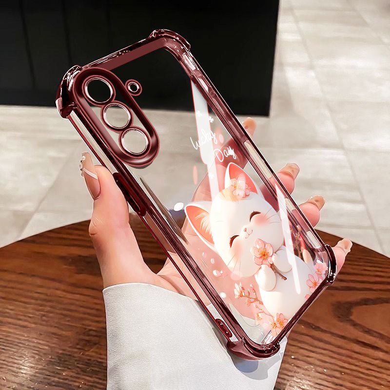 VRQR สําหรับ Samsung Galaxy A17 A54 A34 A14 A13 5G 4G A24 A04S 4G กรณีน่ารักยิ้มแมวซิลิโคนใสกันกระแทกเคสโทรศัพท์