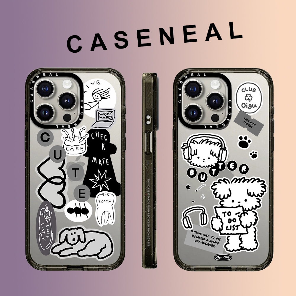 CASENEAL Graffiti Love Music สุนัขโปร่งใสกันกระแทกอะคริลิคเคสโทรศัพท์สําหรับ iPhone 16 Pro Max 15 Plus 14 ProMax 13 12Pro 12 โทรศัพท์กันกระแทกขอบนุ่ม hard กรณีป้องกัน