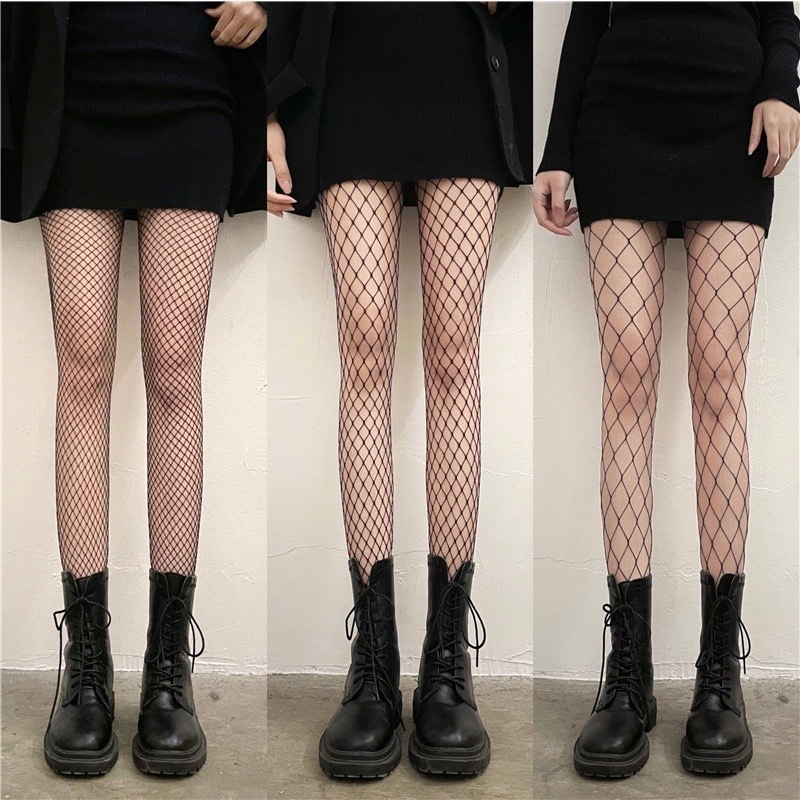ออฟฟิศ-เหมาะสม บอดี้สูท แหอวน บอดี้สูท ถุงน่องตาข่าย (สีดํา/ขาว) - ขนาดตาข่าย 3 ขนาด