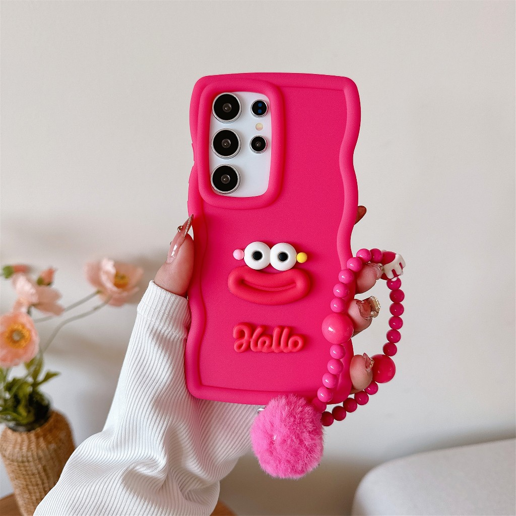 การ์ตู 3D ริมฝีปากดัชชุ เชือกมือ เคส Samsung Galaxy S25 Ultra S25 Plus S25 S24 FE S24 Ultra S24 Plus