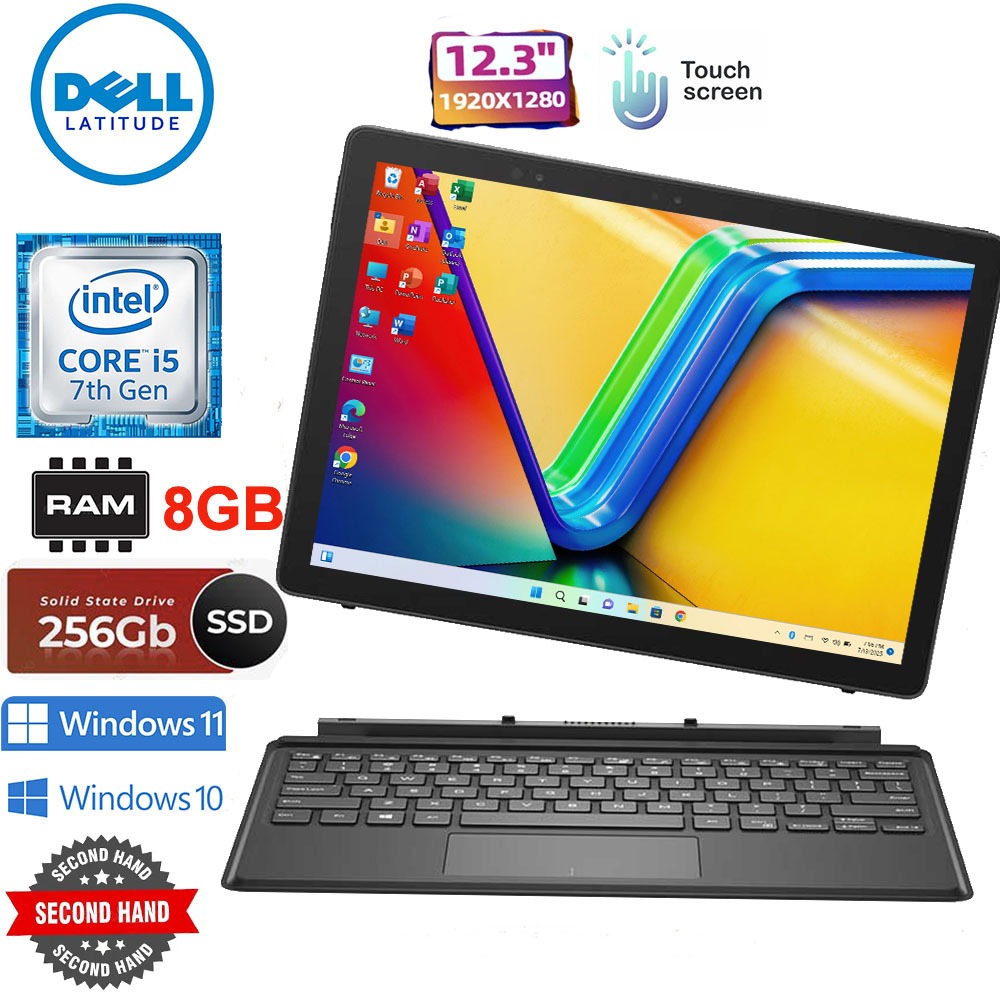 Dell Latitude 5285 2in1 12.3 นิ้ว FHD+ Intel Core i5 7th Gen 7200U 2.5 GHz 8GB RAM 256GB SSD Windows
