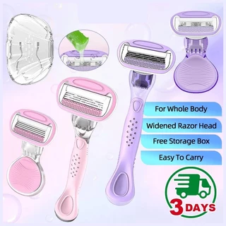 โกนหนวดไร้ขูดมีดโกนใบมีดถอดได้ มซ-049 ✨ ด้ามสวย 2 สี | ใบมีด 4 ชั้น จากเยอรมัน | ว่านหางจระเข้ ปกป้องผิว