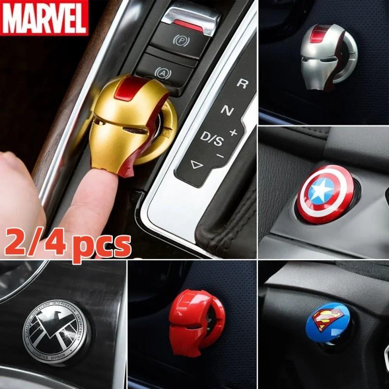อะนิเมะกัปตันอเมริกา Iron Man รถเครื่องยนต์จุดระเบิดเริ่มต้นปุ่มสวิทช์สติกเกอร์ป้องกัน Marvel รถ Trim ของเล่นอุปกรณ์เสริม