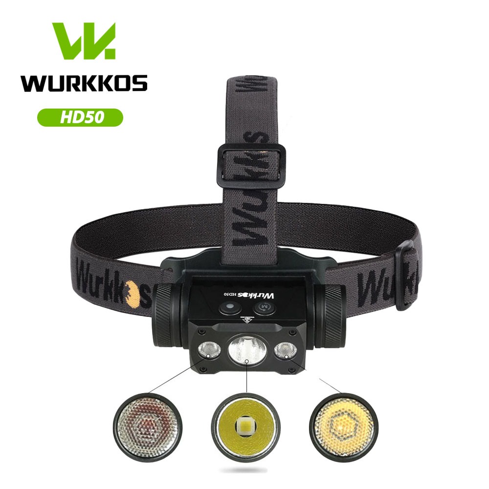 Wurkkos ไฟหน้า HD50 2A 21700 4000lm XHP50D+LH351D+660nm สีแดง สําหรับตั้งแคมป์