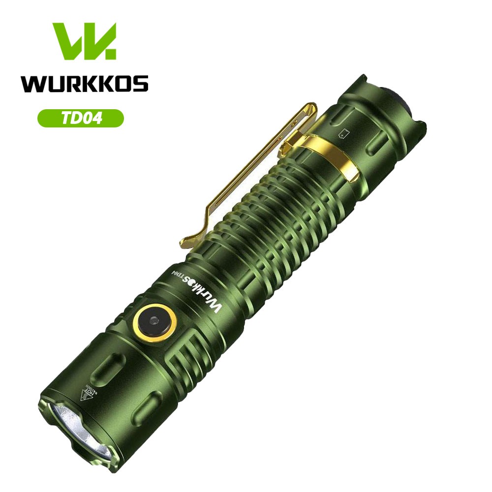 Wurkkos TD04 ที่มีประสิทธิภาพ 21700 แบตเตอรี่ Li-Ion 3100lm สวิตช์หาง USB ชาร์จไฟฉายยุทธวิธี